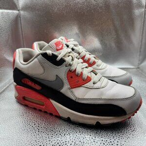 Size 6Y Nike Air Max 90 Infrared Kids White Black Red Grey Sneakers‎ 307793-137